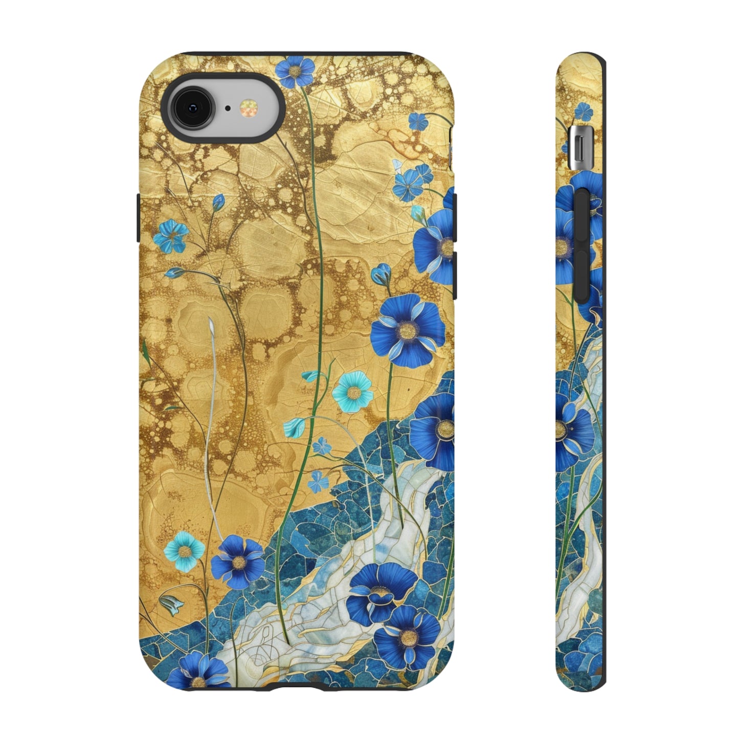 Forget Me Nots Gold Color Splash Floral Design Phone Case