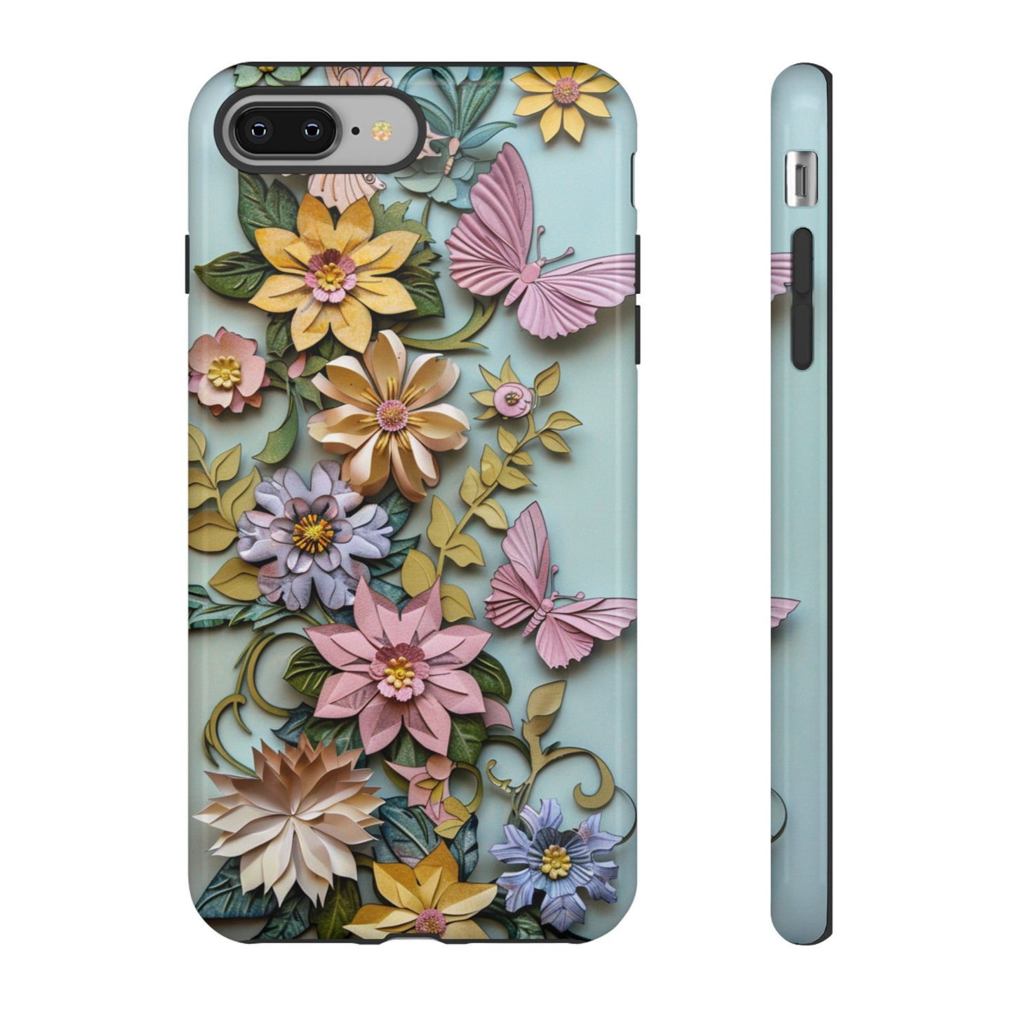 Pastel Pink Butterflies and Flowers iPhone Case