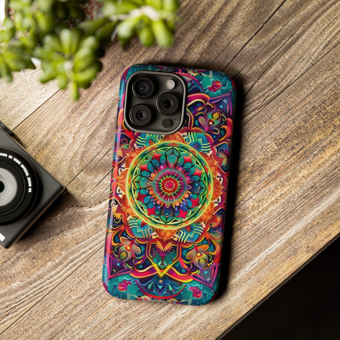 Cosmic Stained Glass Mandala Phone Case