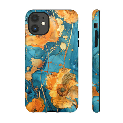 Gold Poppies Color Splash Floral Design Phone Case