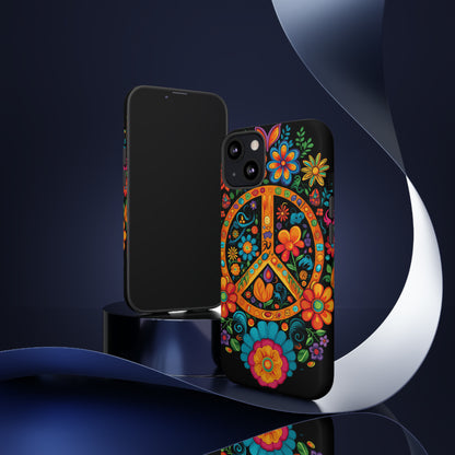 Peace Sign Embroidery Floral Hippie Style Phone Case