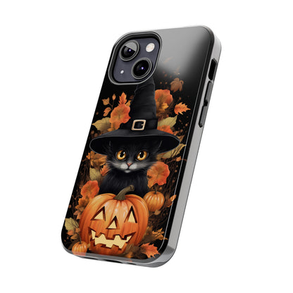 Trick or Treat Delight: Adorable Witch Cat Halloween Celebration | Whimsical iPhone Case