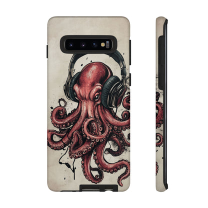 Retro Style Japanese Octopus Listening to Headphones Phone Cover