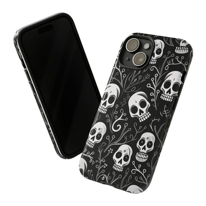 Join the Goth Side: Black Skull Floral Print | Mystical Elegance Case for iPhone, Samsung Galaxy, and Google Pixel