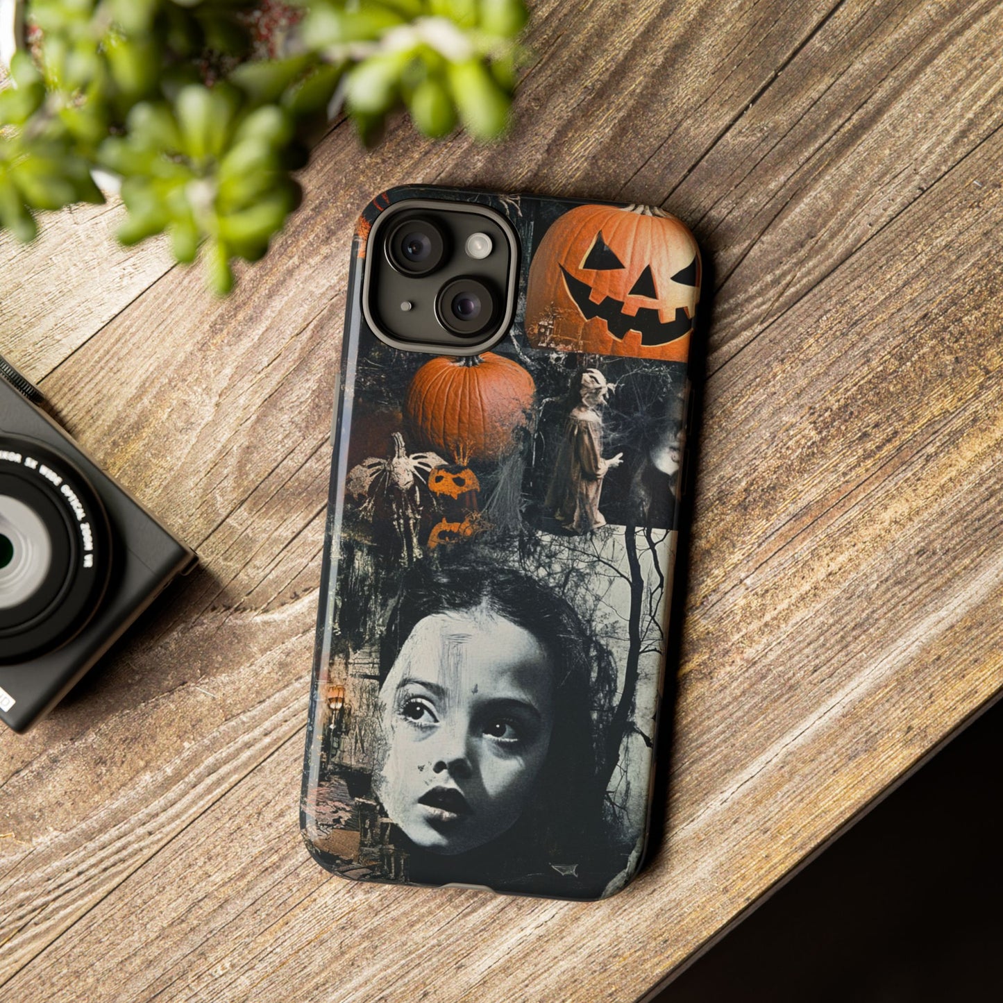 Vintage Halloween Collage Wednesday Goth Style Jackolantern Spooky Phone Cover