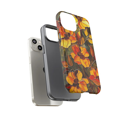 Orange Floral Phone Case Stained Glass Style