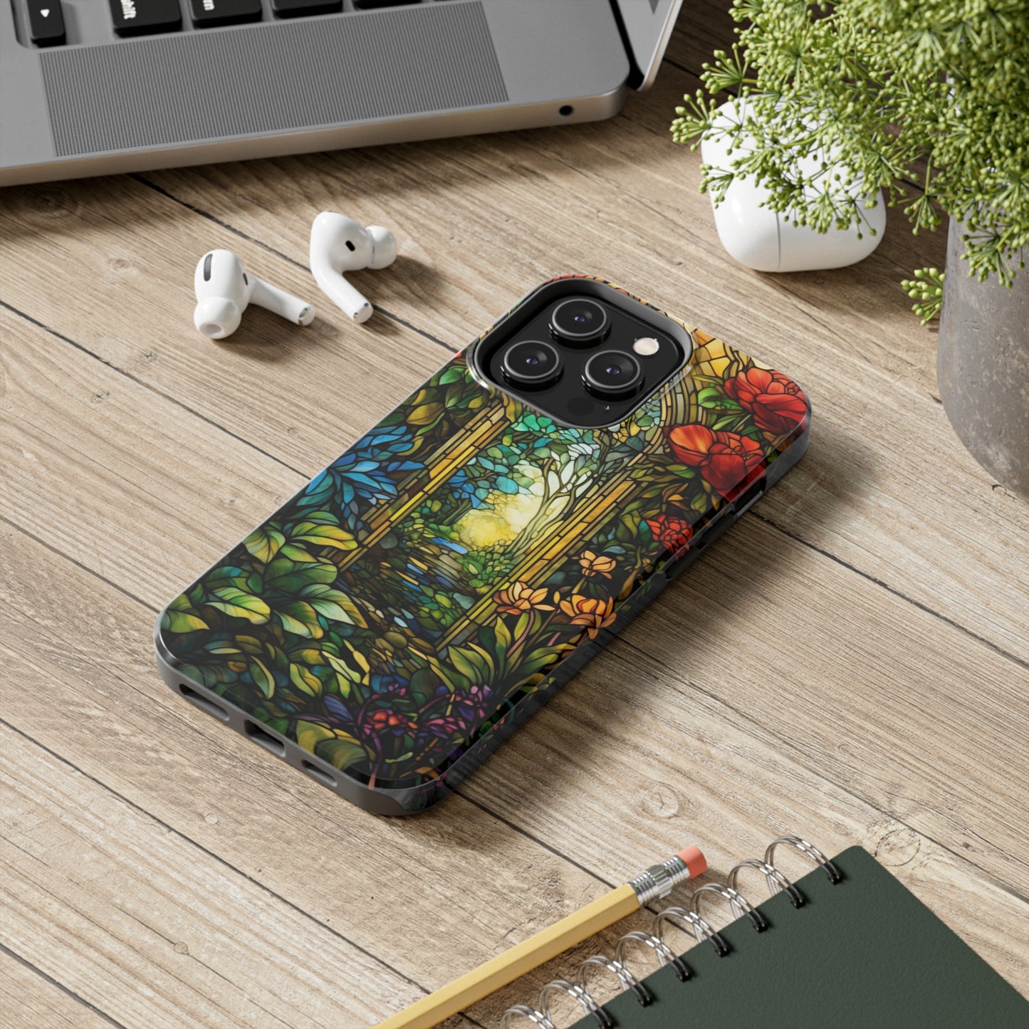 Secret Garden Stained Glass iPhone Tough Case | Unveil the Beauty of Nature with Reliable Protection