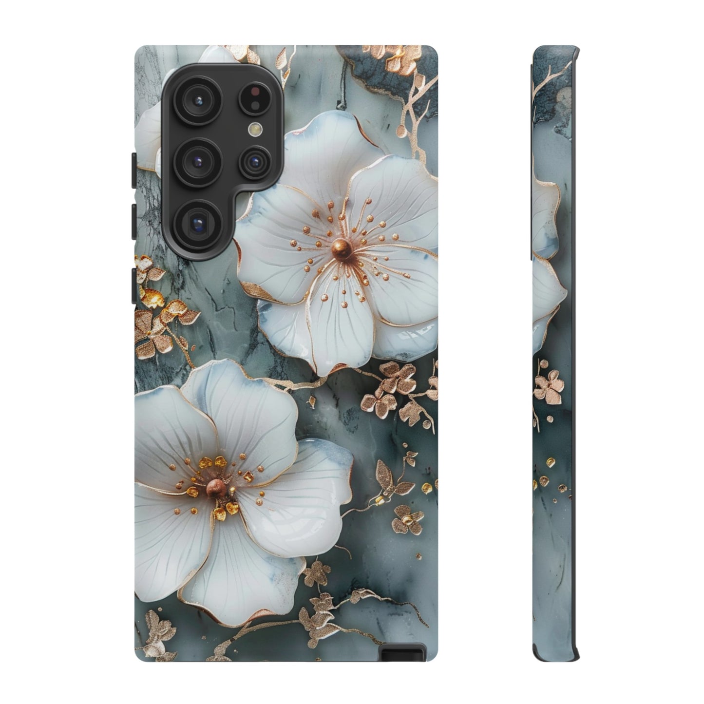 White Flower on Marble Stone  Phone Case