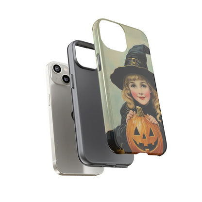 Vintage Halloween Card Witch and Jack-o'-lantern Phone Cover