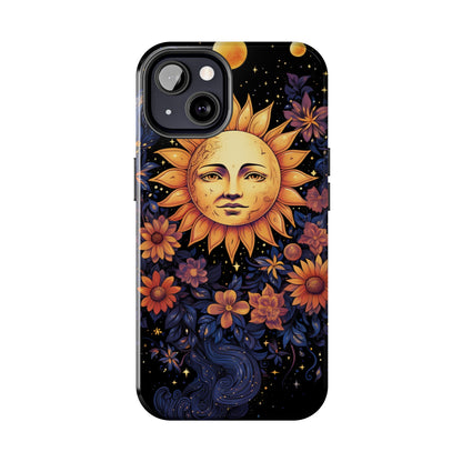 Cosmic Blooms: Floral Sun, Moon & Stars iPhone Case - Where Celestial Meets Botanical