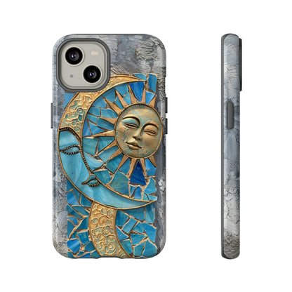 Boho Sun and Moon Mosaic Tile Stained Glass Phone Case