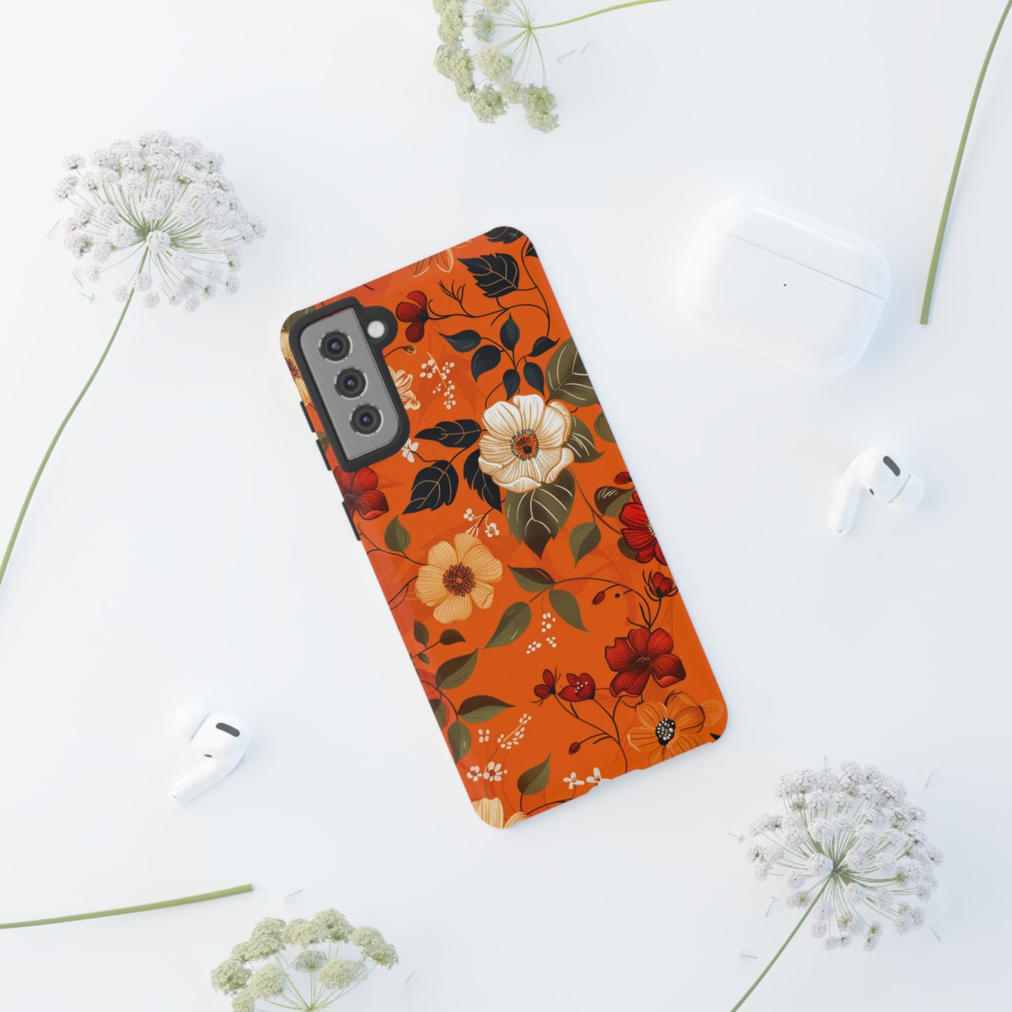 Orange Floral Phone Tough Case