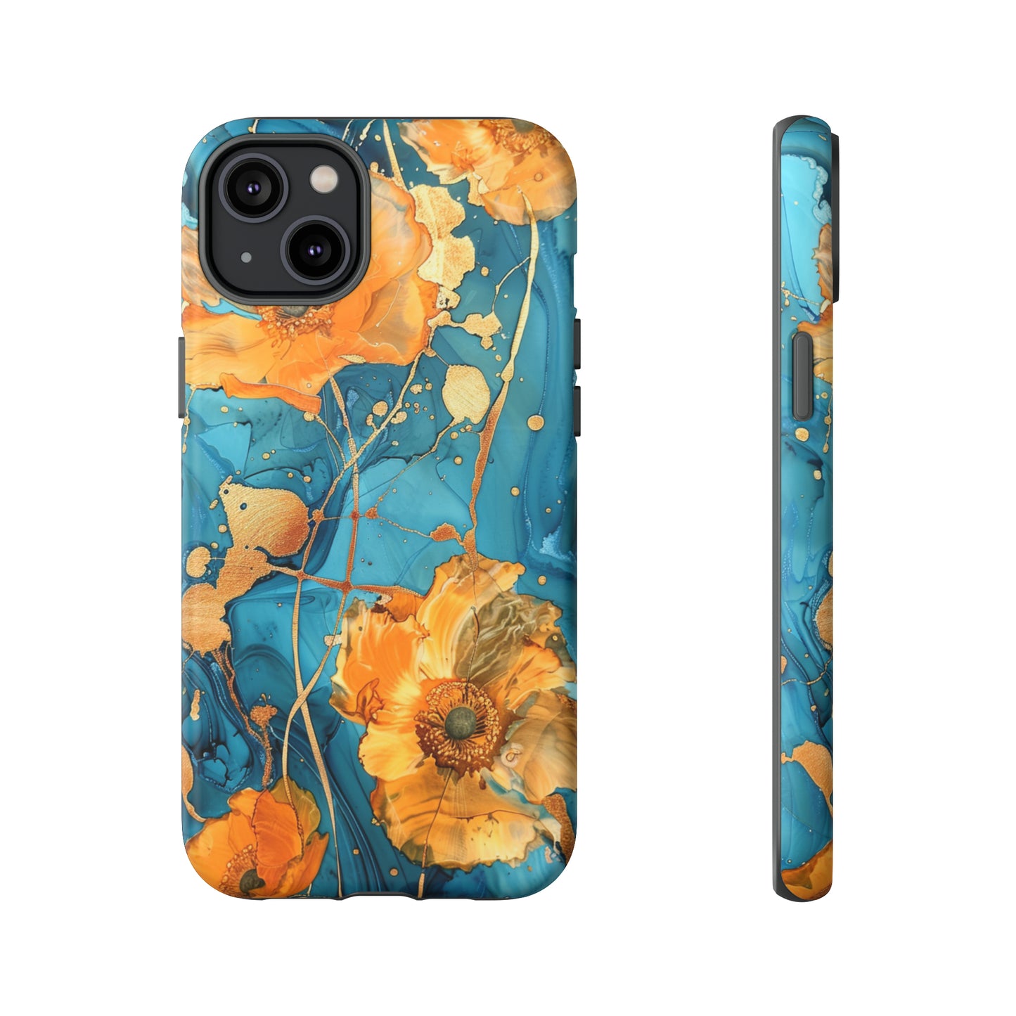 Gold Poppies Color Splash Floral Design Phone Case