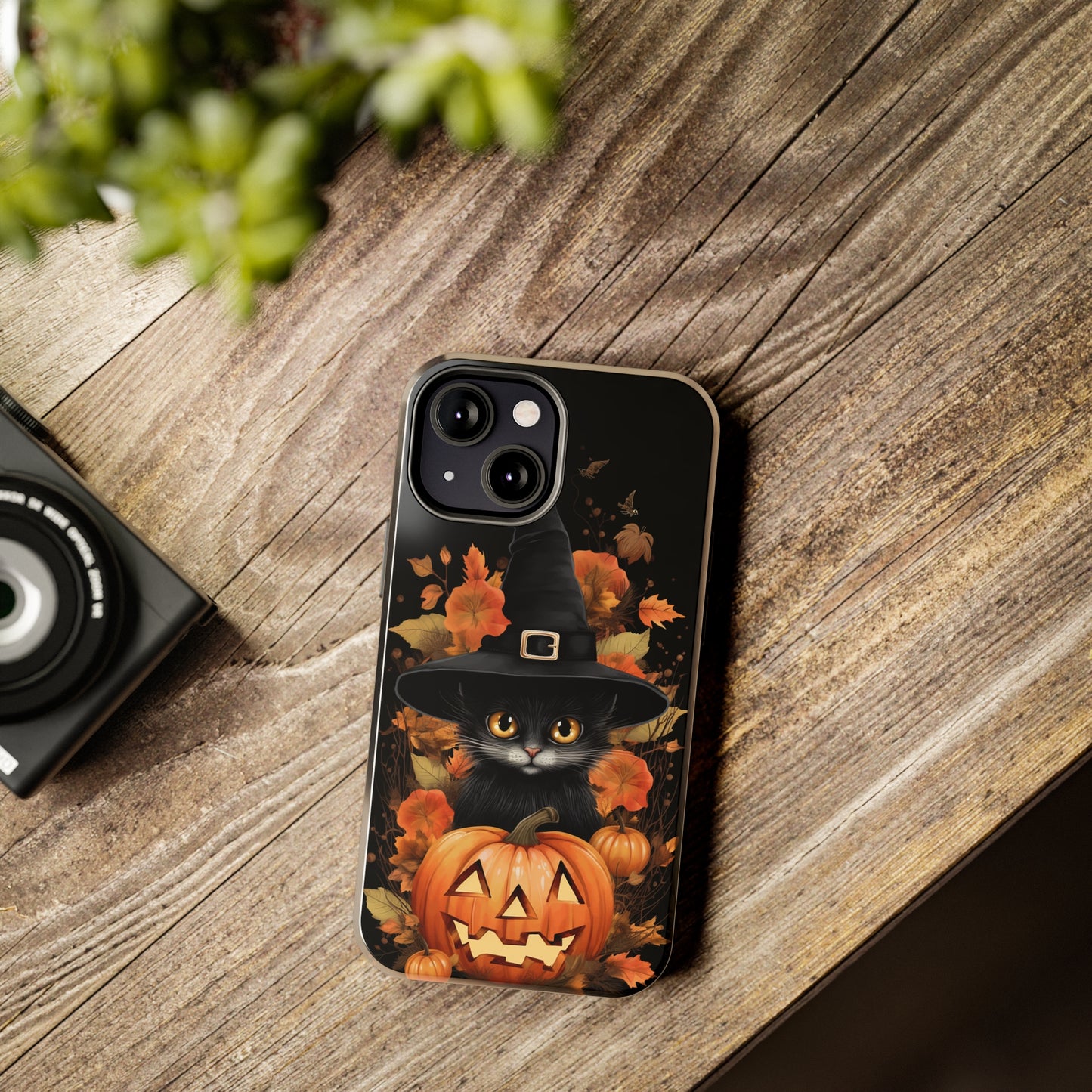 Trick or Treat Delight: Adorable Witch Cat Halloween Celebration | Whimsical iPhone Case