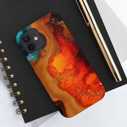 Faux Wood and Colorful Epoxy iPhone Case | Embrace the Beauty of Nature and Vibrant Artistry