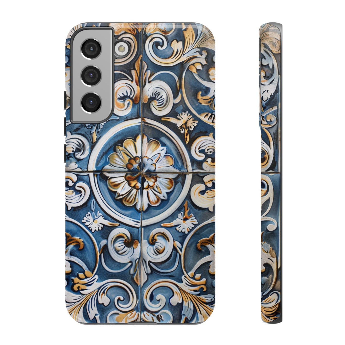 Azulejo Porcelain Blue & Creamy White Tile Mediterranean Design Phone Case