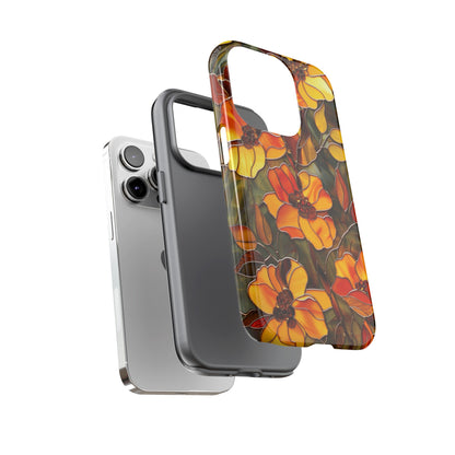 Orange Floral Phone Case Stained Glass Style