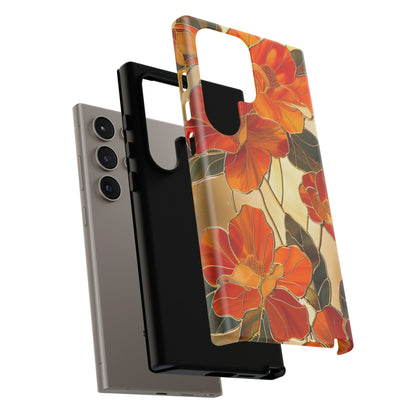 Orange Floral Phone Case Stained Glass Flower Aesthetic