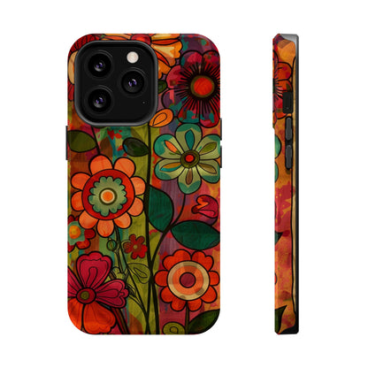 Retro Watercolor Abstract Floral Summer Style MagSafe Phone Case, iPhone 15 Case