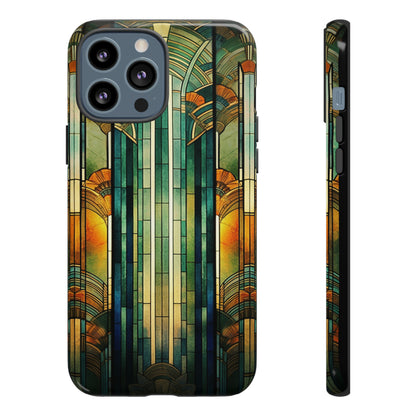 Art Deco Stained Glass floral Phone Case for iPhone 15, 14, Pro Max, 13, 12 & Samsung Galaxy S23, S22, S21, Google Pixel