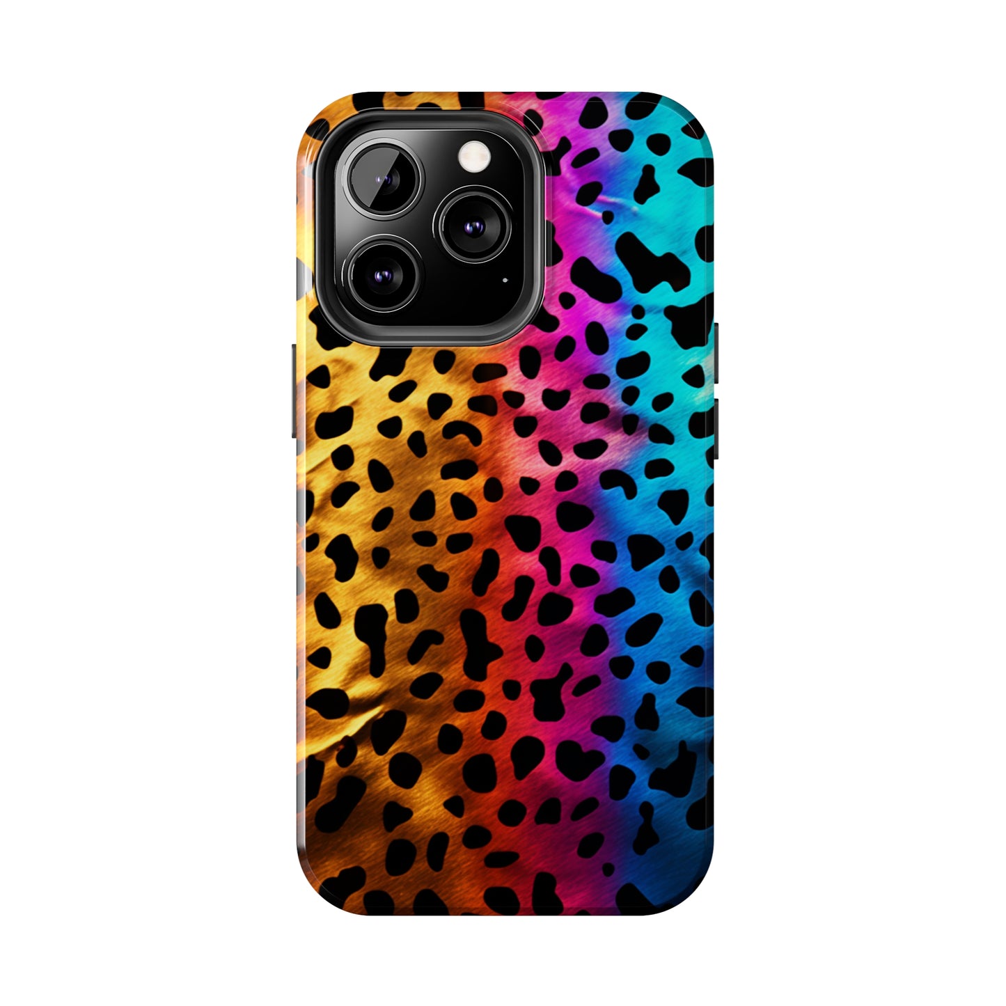 Kaleidoscopic Wild: Psychedelic Rainbow Leopard Print | Dazzling iPhone Case