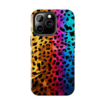 Kaleidoscopic Wild: Psychedelic Rainbow Leopard Print | Dazzling iPhone Case