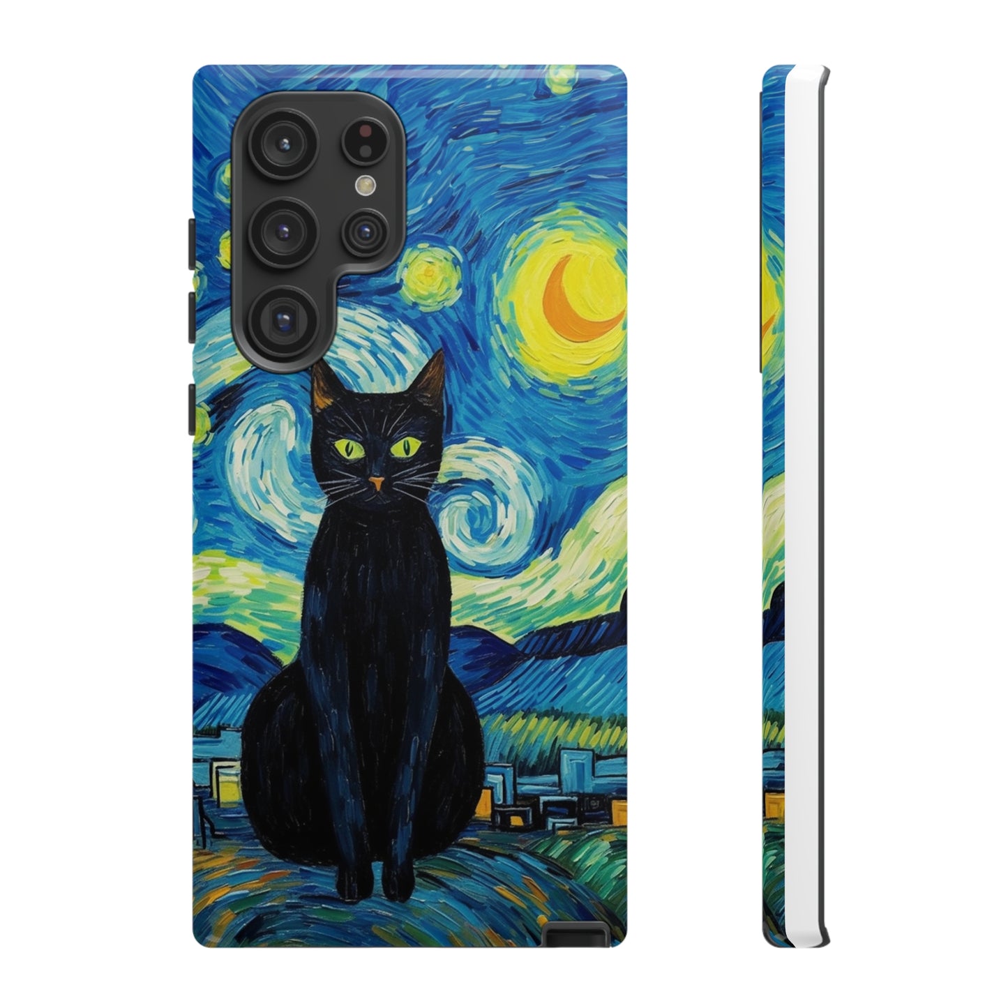 Starry Night Van Gogh Black Cat iPhone, Samsung Galaxy, Google Pixel  Case | Embrace Artistic Whimsy and Feline Charm