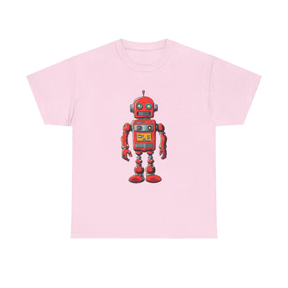 Vintage Red Robot T-Shirt Retro Sci-Fi Graphic Tee For Nerd Culture