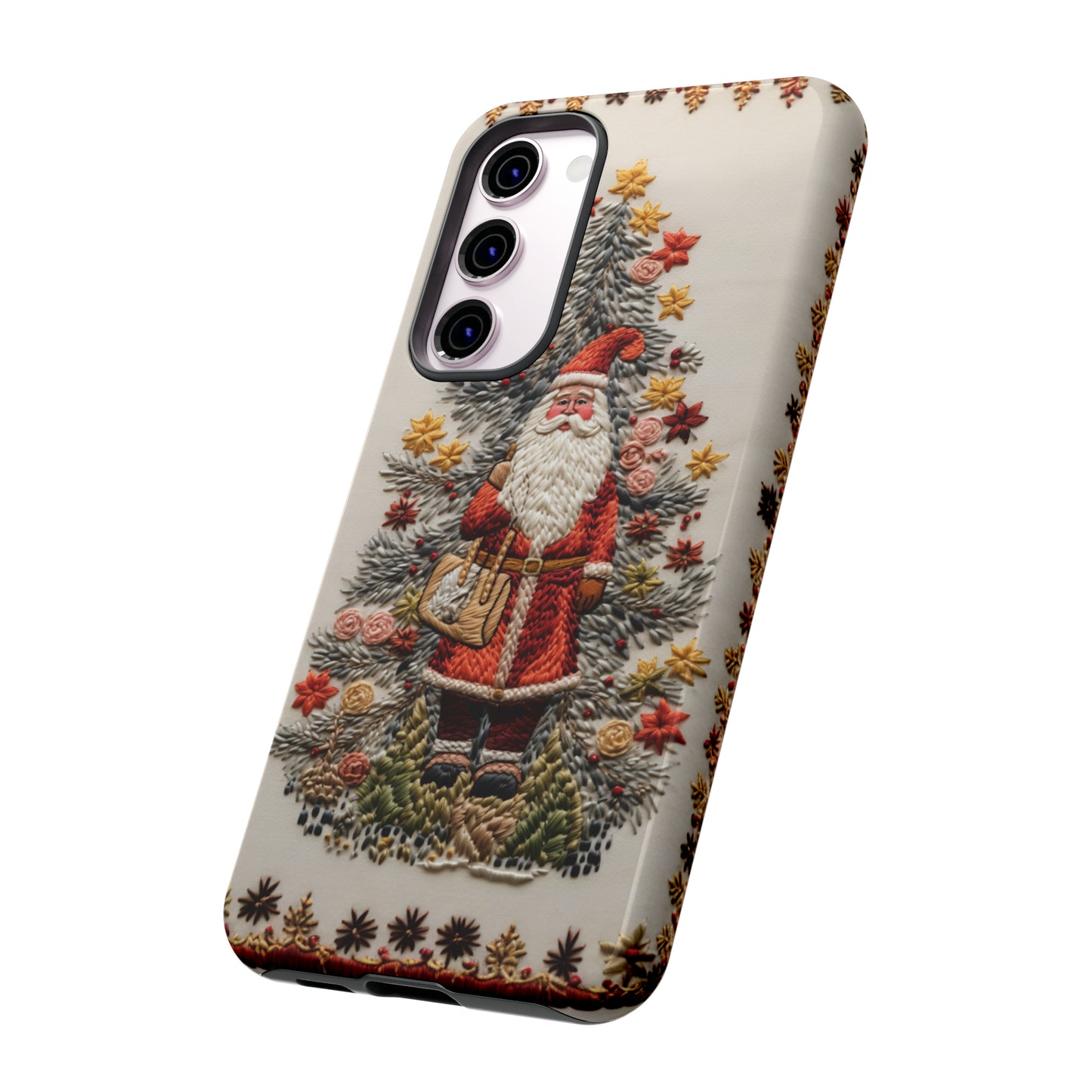 Vintage Embroidery Christmas Santa Phone Case