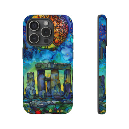 Stonehenge Neolithic Full Moon Stained Glass Watercolor Phone Cover