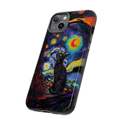 Starry Night Black Cat Van Gogh Painting Art Phone Case