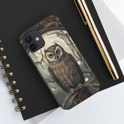 The Hermit Owl Tarot iPhone Tough Case | Embrace the Dark Academia Aesthetic and Retro Gothic Vibes with Captivating Tarot Design