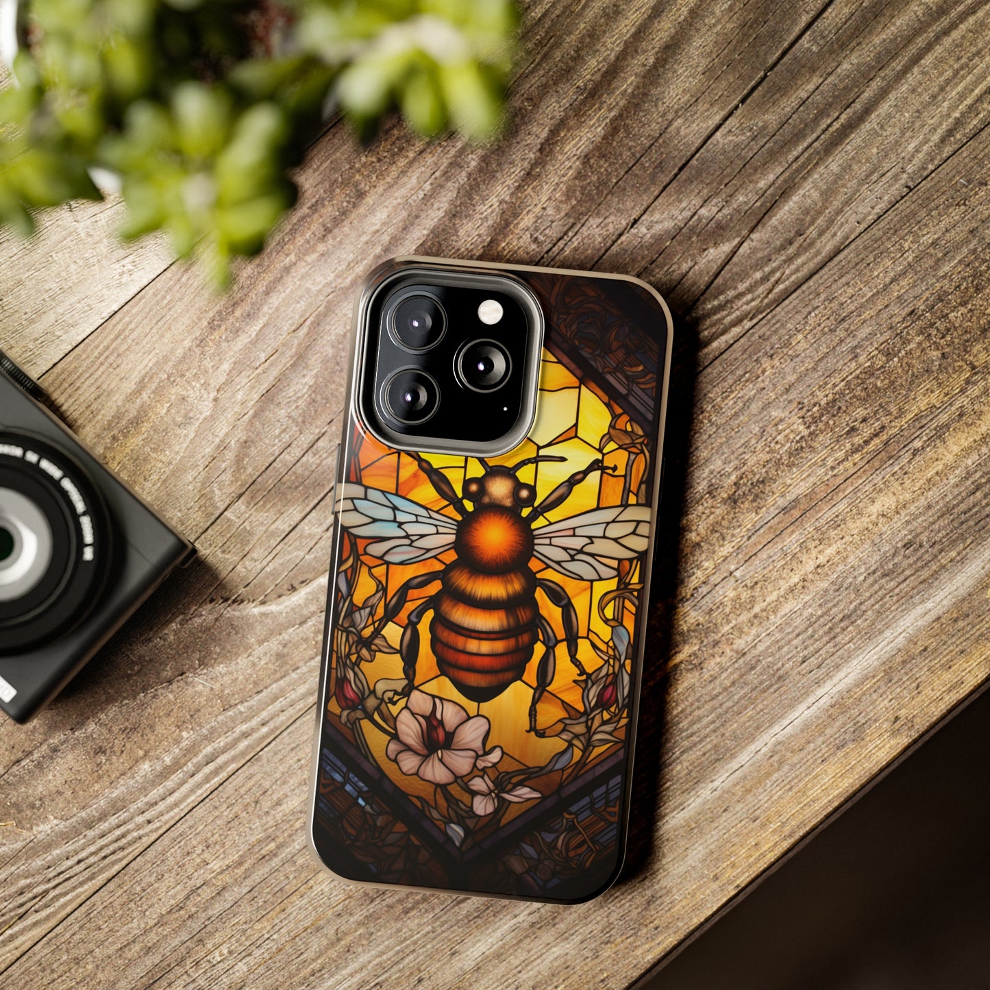 Stained glass Honey Bee iPhone Case | Embrace the Sweetness of Nature's Workers