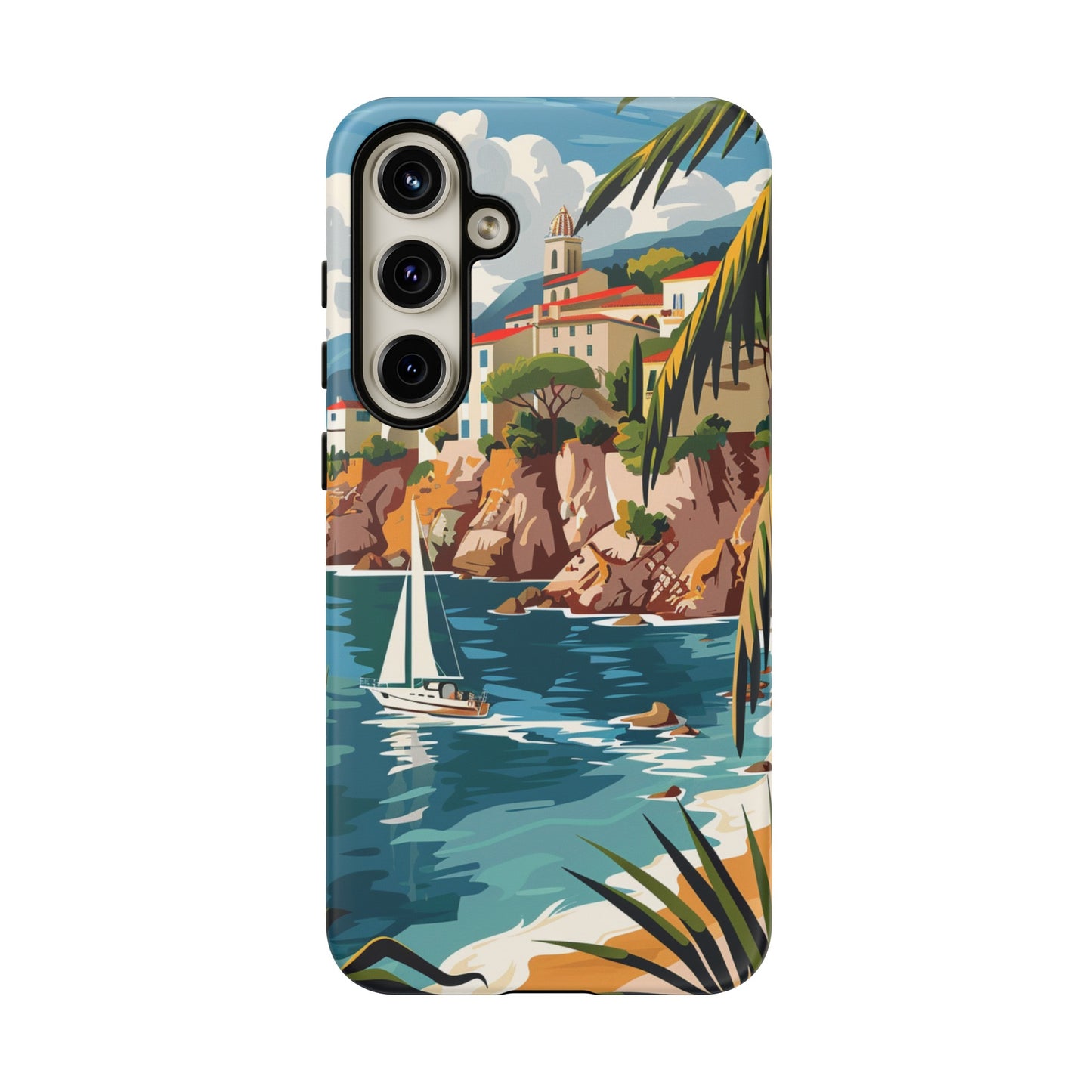 Midcentury French Riviera Sailboat Painting Phone Case