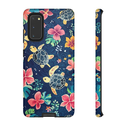 Undersea Floral Blue Sea Turtle Phone Case