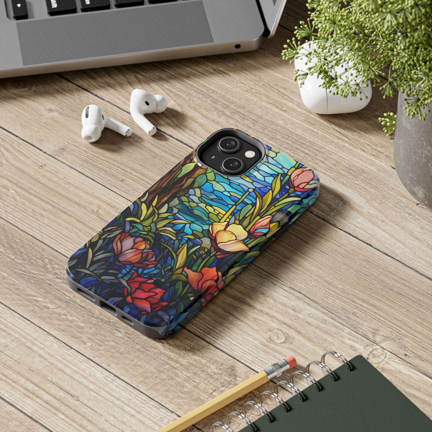 Stained Glass Floral Aesthetic iPhone Tough Case | Embrace Elegance and Durability