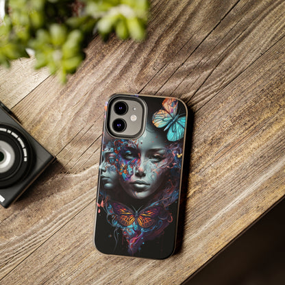 Synthwave Butterfly Girl Trippy Fantasy Art iPhone Case | Embrace the Futuristic Vibe with Whimsical Artistry