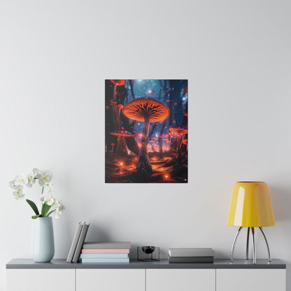 Enchanting Magic Mushroom Psychedelic Forest Bioluminescence - Matte Canvas, Stretched