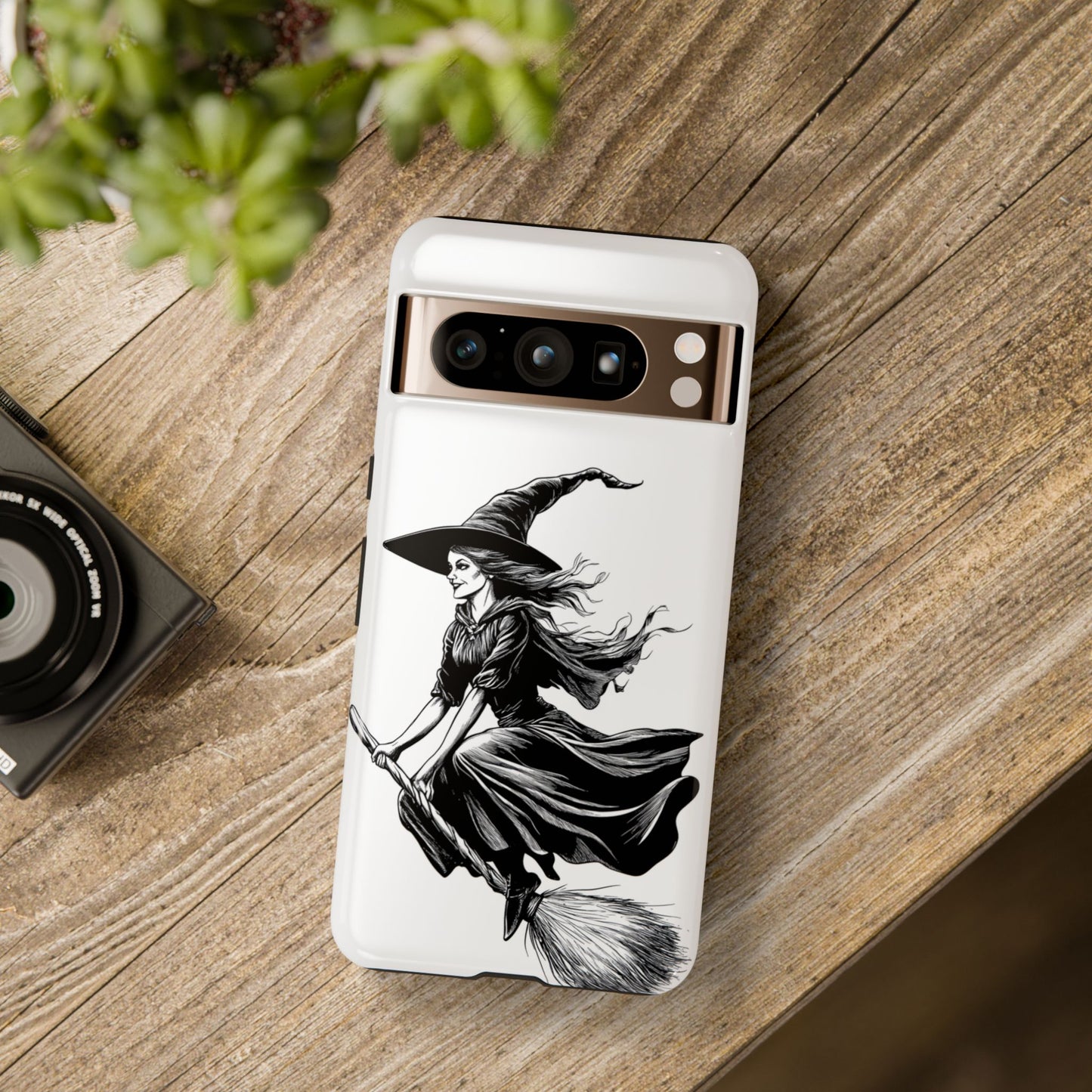 Vintage Halloween Witch on a Broom Spooky Phone Cover