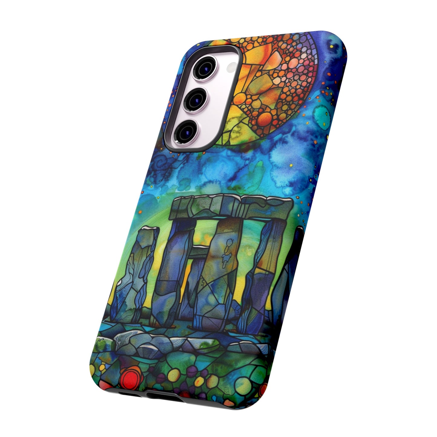 Stonehenge Neolithic Full Moon Stained Glass Watercolor Phone Cover