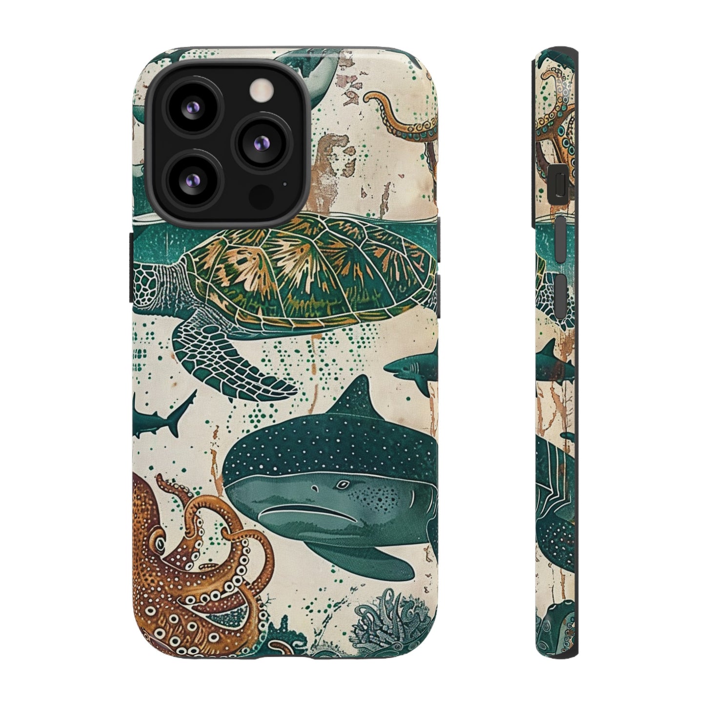 Undersea World Shark, Turtle, Manta Ray Phone Case