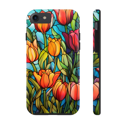 Stained Glass Tulip Floral Aesthetic iPhone Case | Embrace the Beauty of Nature in Full Bloom