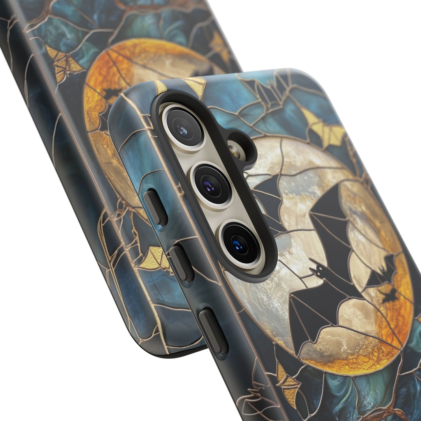 Halloween Phone Case Bats Stained Glass Style Spooky Moon Phone Cover