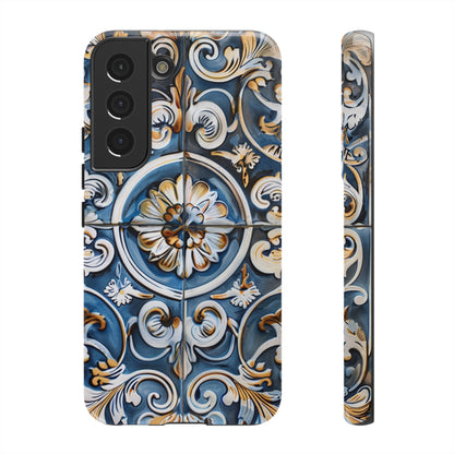 Azulejo Porcelain Blue & Creamy White Tile Mediterranean Design Phone Case