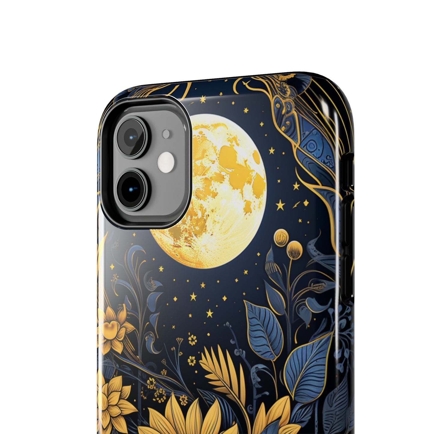 Starry Night Boho Meets Cottagecore: Floral Sun, Moon & Stars iPhone Case