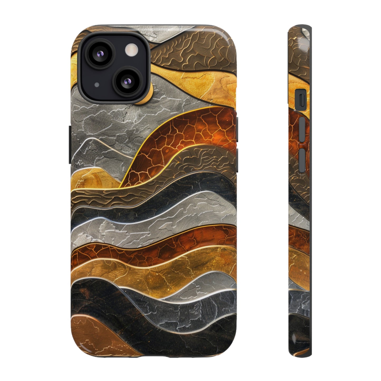 Abstract Gold and Silver Mountain Design Phone Case