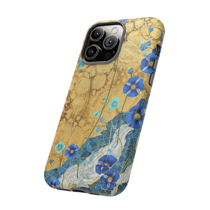 Forget Me Nots Gold Color Splash Floral Design Phone Case