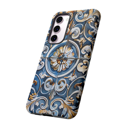 Azulejo Porcelain Blue & Creamy White Tile Mediterranean Design Phone Case