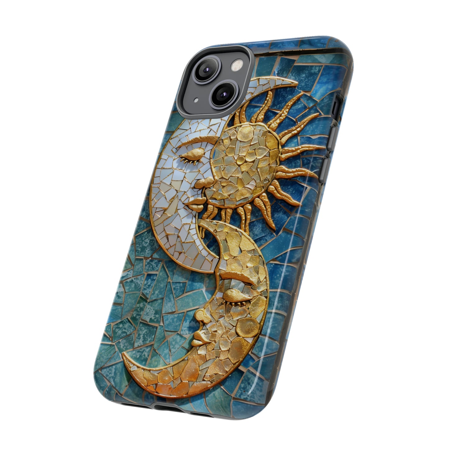 Boho Sun and Moon Mosaic Tile Stained Glass Phone Case