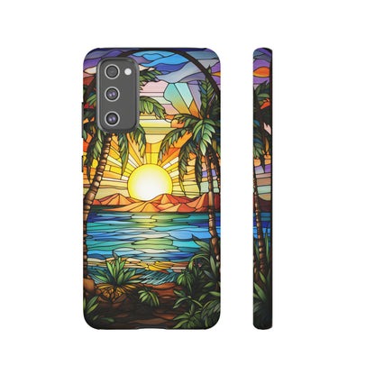 Tropical Stained Glass Sunset Beach